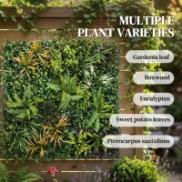 Outsunny Grass Wall Panels, 100 x 100 cm Artificial Grass Wall Decor with Tie Connectors, Greenery Backdrop Panels, Green(m-4)