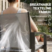 Outsunny 2-zits tuinbank zitbank met rug- & armleuningen, tweelaags glastafel, parkbank belastbaar tot 240 kg 135 x 67 x 81 cm Grijs(m-7)