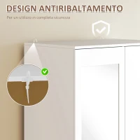 HOMCOM Armadio Moderno Guardaroba 2 Ante con Specchio e 3 Cassetti, Mensole Regolabili e Barra Appendiabiti, 80x50x180cm, Bianco(m-7)