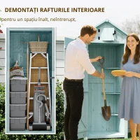 Outsunny Magazie de Gradina pentru Scule din Lemn Impermeabila, 77x54,2x179cm,Albastru(m-6)