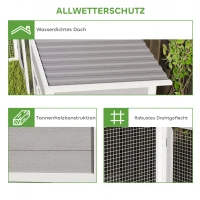 PawHut Kippenhok L-vormig van hout met 2 huisjes, 2 niveaus, ren, loopplank, 251 x 192 x 103 cm Grijs(m-6)