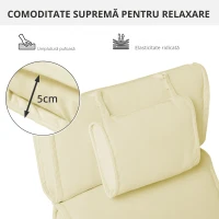 Outsunny Saltea pentru Sezlong Scaun pentru Soare de Gradina, Alb,Crem,198x53x5cm(m-7)