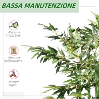 HOMCOM Pianta di Bambù Artificiale Alta 180 cm da 1640 Foglie con Base in Legno di Pino 35x10x10 cm, Verde(m-6)