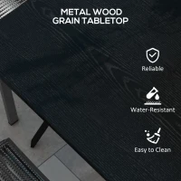 Outsunny Stół zewnętrzny dla 4 osób, wykonany ze stali, 80D x 80S x 72W cm, Czarny(m-4)