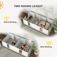 PawHut Whelping Box for Dogs and Puppies, Dog Whelping Pen, Dog Birth Supplies Indoor with Removable Adjustable Height Doors, for Medium Sized Dogs, 196L x 96W x 48Hcm(m-5)
