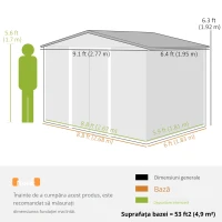 Outsunny Magazie Gradina 277×195×192 cm – Otel & PP cu Usi Glisante Duble(m-3)