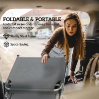 Outsunny Ensemble de 2 chaises longues pliantes inclinables avec capote 360°, ouverture faciale, poche latérale et textilène 550 g/m², gris(m-5)