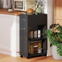 HOMCOM Chariot de cuisine desserte sur roulettes avec 1 tiroir et 2 étagères ouvertes pour salle à manger 25 x 50 x 85 cm Noir(m-10)