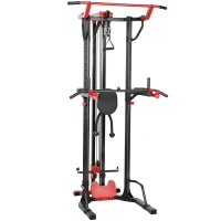 SPORTNOW Power Tower with Lat Pull Down Machine, Pull Up Bar, Dip Station, Adjustable Height Power Pack for Home Gym(m-1)