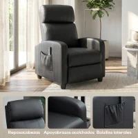 HOMCOM Sillón de Masaje Reclinable con Mando a Distancia Bolsillo Lateral y Temporizador Tapizado en PU 68x88x98 cm Negro(m-7)