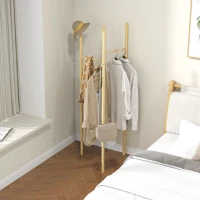 HOMCOM Kleiderständer, platzsparend, 5 kg Belastung, 62x52,5x160cm, Natur(m-7)