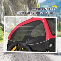 PawHut Hundeanhänger Faltbar mit Reflektoren Mesh-Fenster Rädern Tür Sicherheitsflagge für Hunde bis 20 kg 138x70x89 cm Rot(m-7)