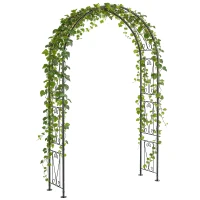 Outsunny Garden Arch, Arbour Trellis for Climbing Plants, Rose Arch for Wedding Garden Decoration, 155 x 40 x 246 cm, Black(m-10)
