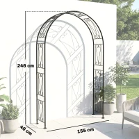 Outsunny Garden Arch, Arbour Trellis for Climbing Plants, Rose Arch for Wedding Garden Decoration, 155 x 40 x 246 cm, Black(m-3)
