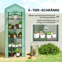 Outsunny Mini-Gewächshaus für Blumen oder Gemüse, Stahl, Kunststoff, 69L x 49B x 193H cm, Grün(m-5)