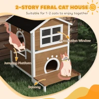 Drewniany domek dla kota z oknem i balkonem, do wnętrz i na zewnątrz(m-5)