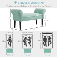 HOMCOM Banc Entrée Bout de Lit Rembourré pour Chambre à Coucher, Tissu à Voile, vert, 102 x 36 x 51 cm(m-6)