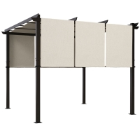 Outsunny Cenador para Exterior 3x3 m con Techo Deslizante Marco de Acero Impermeable y Anti-UV para Terraza Patio Beige