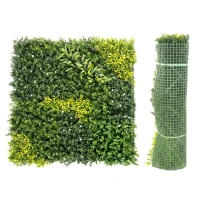 Outsunny Artificial Plant Wall Panel, 100x100 cm Artificial Grass Backdrop Wall, Green(m-10)