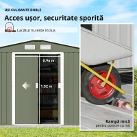 Outsunny Magazie de gradina 277 x 195 x 192cm cu usi glisante duble, 4 orificii de aerisire, din otel durabil, verde(m-8)