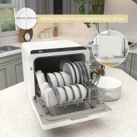 HOMCOM Máquina de Lavar Loiça Pequena Bancada Compacta Depósito de Água 6L Branco(m-9)