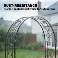 Outsunny Garden Arch, Arbour Trellis for Climbing Plants, Rose Arch for Wedding Garden Decoration, 155 x 40 x 246 cm, Black(m-5)