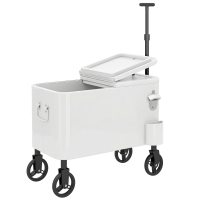 Outsunny Carrello frigo 56 L con ruote e apribottiglie, 75x35x120 cm, Bianco