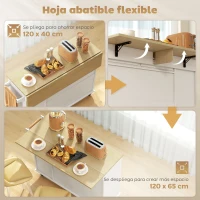 HOMCOM Isla de Cocina con Ruedas Encimera Plegable 2 Puertas con Cierre Suave Bandeja Extraíble 2 Cajones Blanco(m-5)