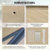 Outsunny Foișor Pliabil cu Plasă de Tânțari, Baldachin Dublu, Înălțime Reglabilă și Geantă de Transport, 330x330x288 cm, Bej(m-4)