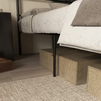 HOMCOM Łóżko 90 x 200 cm, stalowe z listwami, z zagłówkiem i podnóżkiem, 31 cm wysokości, czarne(m-8)