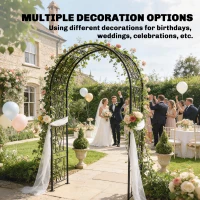 Outsunny Garden Arch, Arbour Trellis for Climbing Plants, Rose Arch for Wedding Garden Decoration, 155 x 40 x 246 cm, Black(m-7)