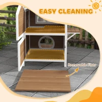 Drewniany domek dla kota z oknem i balkonem, do wnętrz i na zewnątrz(m-6)