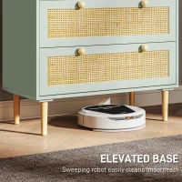 Komoda sypialniana 3 szuflady, rattanowe fronty, jasnoniebieska(m-7)