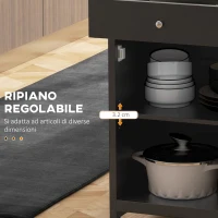 HOMCOM Carrello Cucina con Cassetto, Armadietto Regolabile e Portasciugamani, in Legno, 67x48x86.5 cm, Nero e Rovere(m-6)