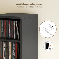 HOMCOM Lot de 2 étagères colonnes armoire de rangement CD-DVD 12 compartiments 21 x 22,5 x 88,5 cm capacité 204 CD noir(m-7)