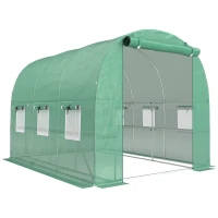 Outsunny Seră aprox. 2,7 x 2 x 2 m seră din folie cu rafturi ușă rulabilă cu fermoar 6 ferestre cu plasă stâlpi de susținere(m-1)