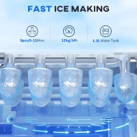 HOMCOM Maszyna do lodu, 9 kostek w 6-12 minut, szybkie chłodzenie(m-4)