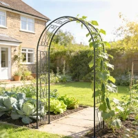 Outsunny Garden Arch, Arbour Trellis for Climbing Plants, Rose Arch for Wedding Garden Decoration, 155 x 40 x 246 cm, Black(m-8)