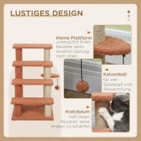 PawHut Haustiertreppe, Kratzbaum, 4-stufig, für Tiere bis 5 kg, 60x40x64cm, Braun(m-5)