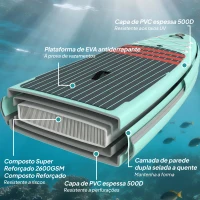 Outsunny Prancha de Paddle Surf Insuflável 320 cm com Superfície Antiderrapante Remo de Alumínio Ajustável Quilha Bomba e Mochila(m-4)