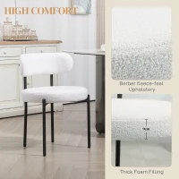 HOMCOM Zestaw 2 krzeseł do jadalni, tapicerowane w polarze, krzesła z siedziskiem tapicerowanym, nogi metalowe, kremowy(m-5)