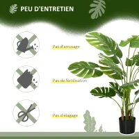 HOMCOM Plante artificielle arbre artificiel monstera deliciosa avec pot inclus hauteur 120 cm intérieure vert(m-6)