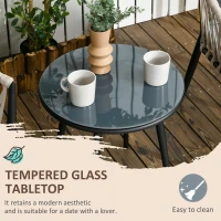 Outsunny Zestaw mebli ogrodowych dla 2 osób z 1 stołem, 2 krzesłami z poduszkami siedziskowymi, zestaw na balkon, stal, szary(m-5)