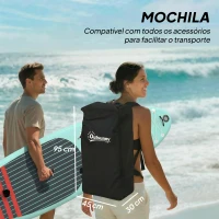 Outsunny Prancha de Paddle Surf Insuflável 320 cm com Superfície Antiderrapante Remo de Alumínio Ajustável Quilha Bomba e Mochila(m-7)