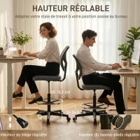 Vinsetto Chaise bureau ergonomique, fauteuil de bureau avec repose-pieds, chaise à dessin en maille, hauteur réglable, gris foncé(m-4)