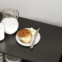 HOMCOM Carrello Cucina in Legno con Ripiano Aperto, Armadietto e Scaffale Laterale, 75x40x80.5 cm, Nero(m-9)