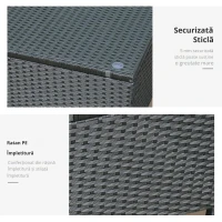 Outsunny Ousunny Masa de Cafea cu Sticla Securizata, Negru(m-5)