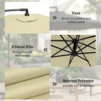 Outsunny 3m Overhanging Parasol, with Base, Weights and Cover - Sand brown(m-6)