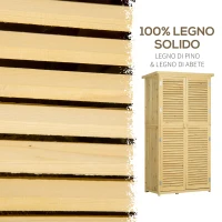 Outsunny Casetta Attrezzi Giardino in Legno di Abete e Pino con 4 Scompartimenti e Tetto Impermeabile, 87x46.5x160 cm, Color Legno(m-8)