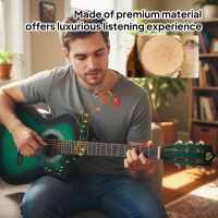 HOMCOM 38 Inch Acoustic Electric Guitar, Beginner Junior Adult Guitar Gloss Finish with Carrying Case - Dark Green(m-5)